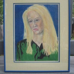 A painting of a woman with blonde hair.